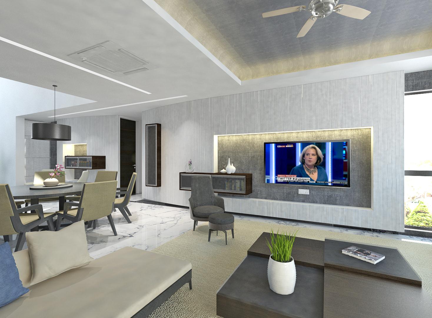 Family room overlooking dining room