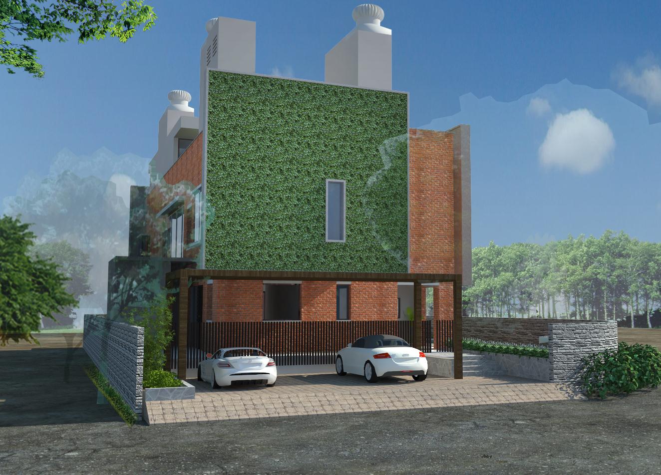 Front View: Green wall façade