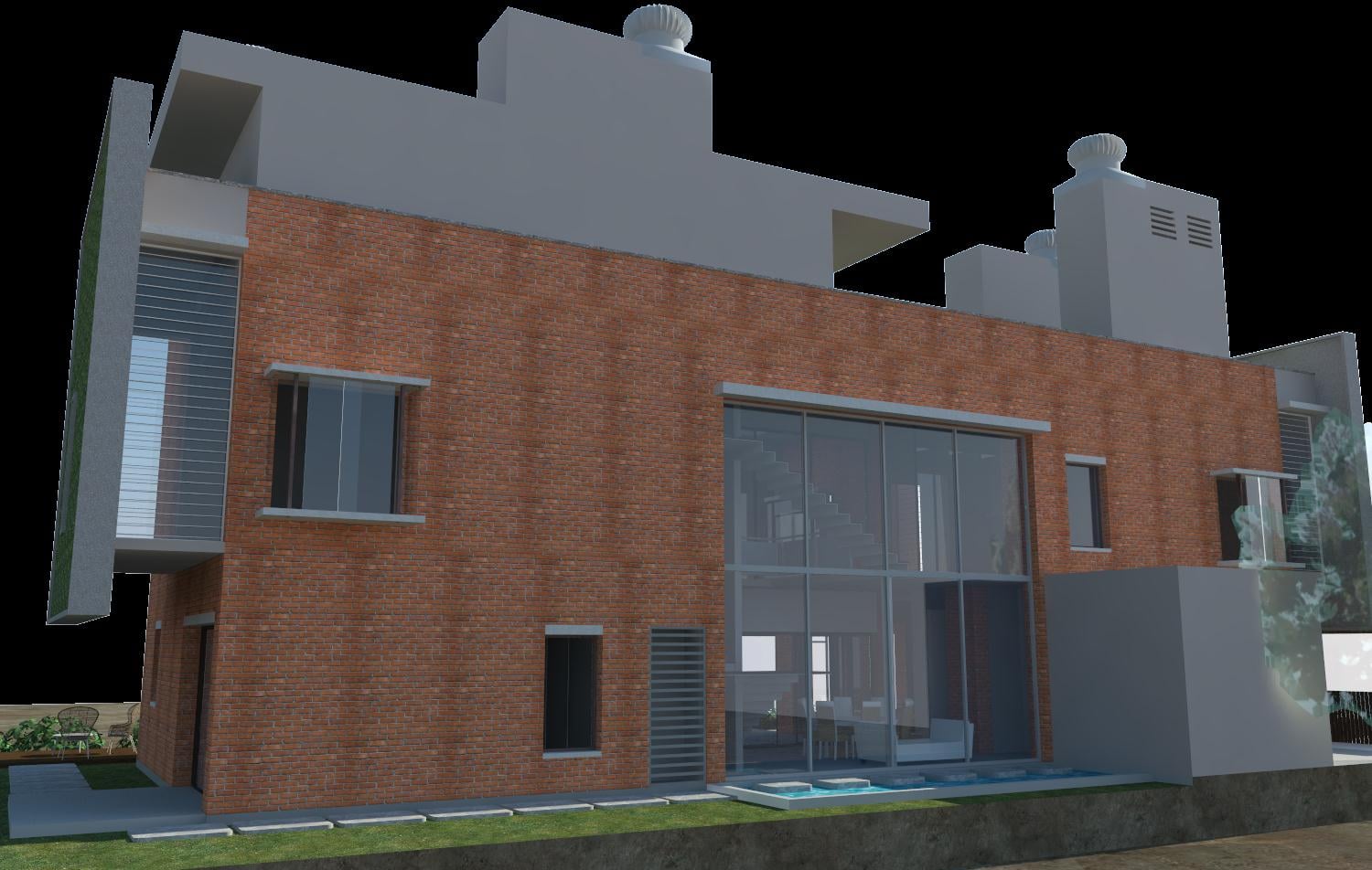 South West view: Earthy brick wall