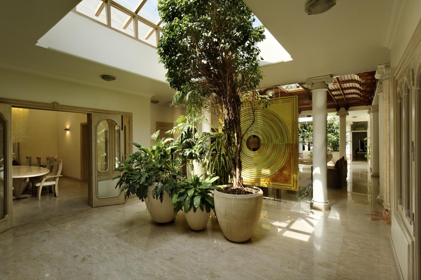 Skylit central lobby