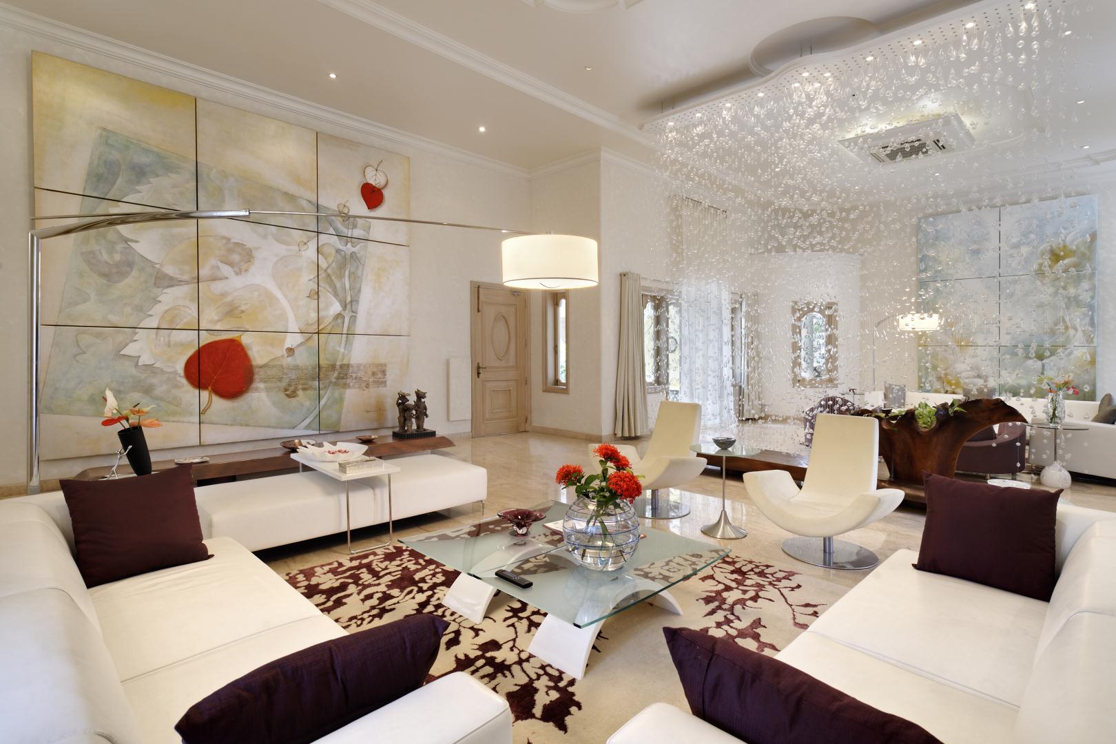 Custom artwork and plush furnishings