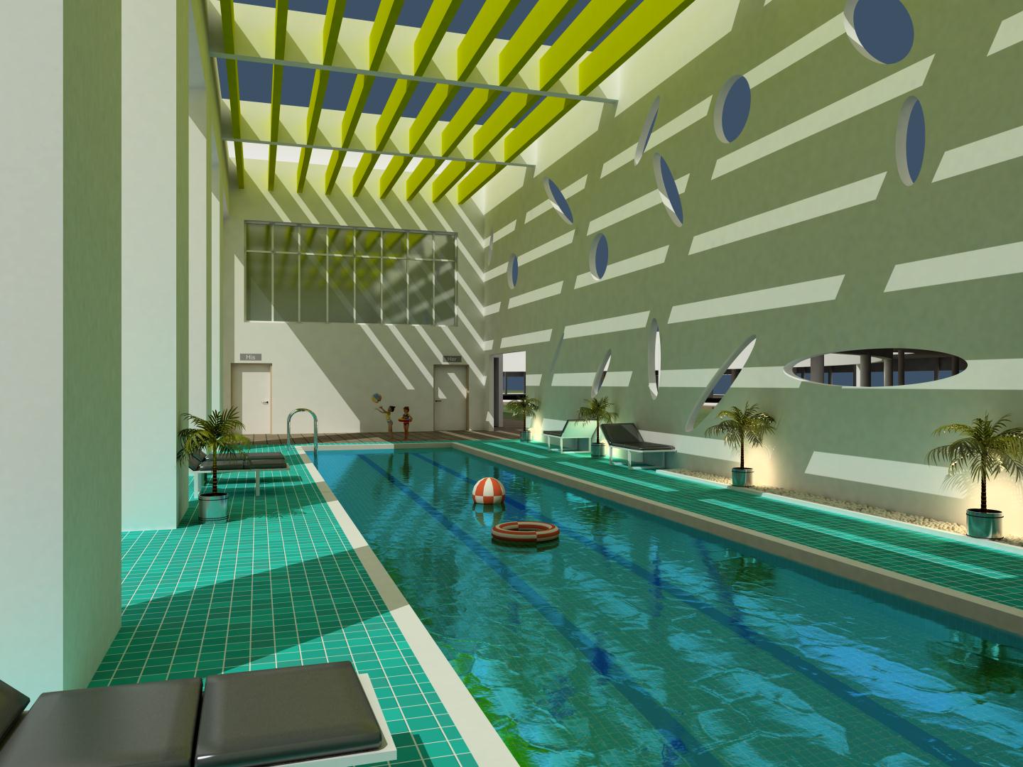 Shaded swimming pool