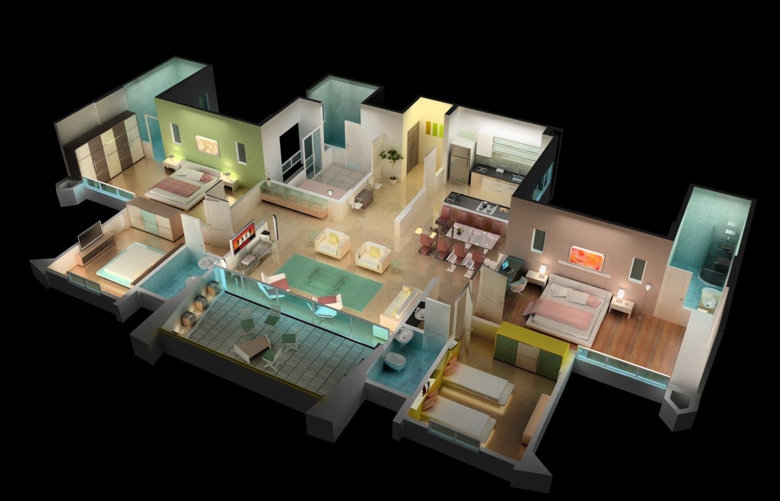 Typical 4BHK apartment layout