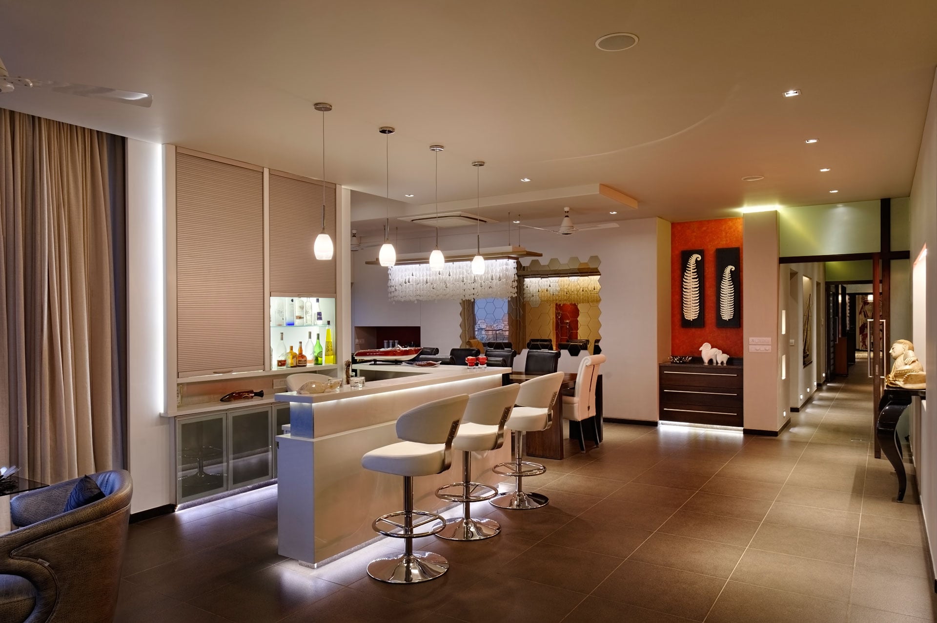 Plush bar with attached dining room