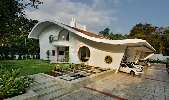 The curving roof