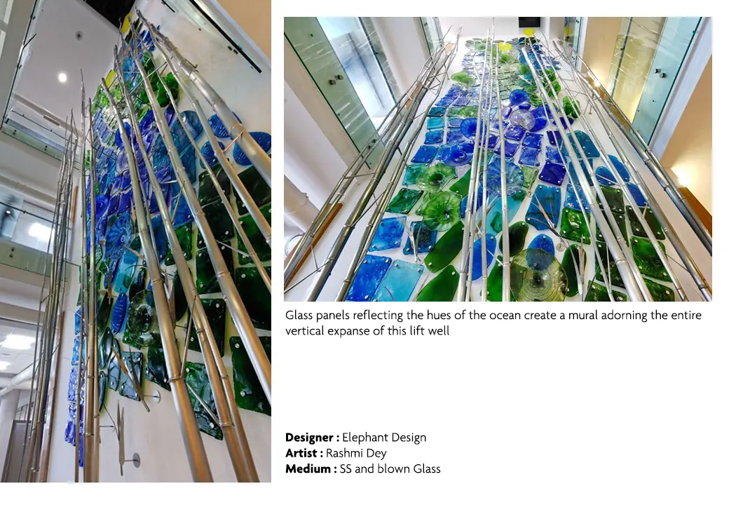 Triple height glass mural, Suzlon One Earth Corporate Campus