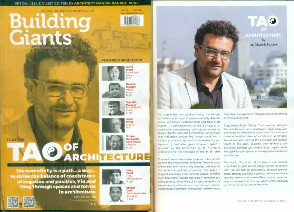 Manish Banker’s Editorial note on 'The TAO of Architecture' for Building Giants Magazine May-July 2017